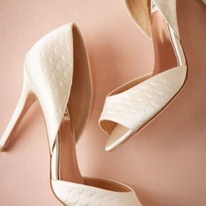 Ivory Pressed Scallop D'orsay Stilettos